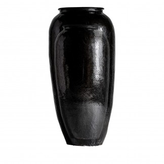 Ánfora galactea, en color negro, de estilo oriental. Fabricado en cerámica.