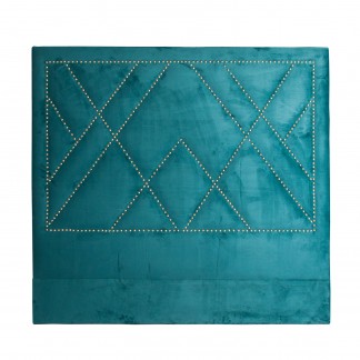 Cabezal staw, en color azul, de estilo kitsh. Fabricado en terciopelo, combinado con madera dm.