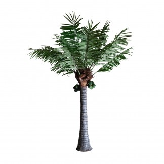 Planta palmera, en color verde, de estilo étnico. Fabricado en plástico. Producto desmontable.