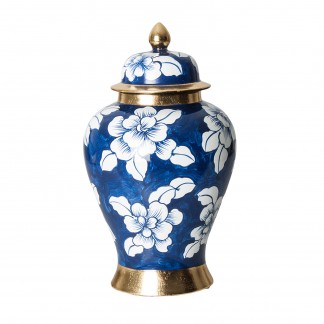 Tibor serdar, en color azul pintado, de estilo clásico. Fabricado en cerámica.