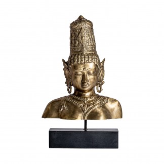Busto budha, en color bronce, de estilo oriental. Fabricado en bronce.