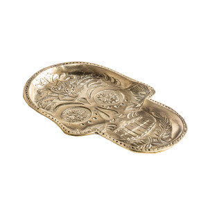 Vacia bolsillos Calavera de estilo art deco fabricado en bronce en color oro con acabado viejo.