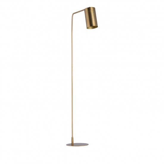 Lámpara de pie, en color oro, de estilo art deco. Fabricado en hierro, combinado con latón.