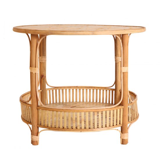 Mesa auxiliar arteaga, en color natural, de estilo boho. Fabricado en bambú.