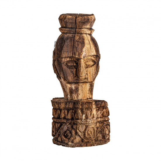 Figura étnica, en color natural envejecido, de estilo étnico. Fabricado en madera de teka.