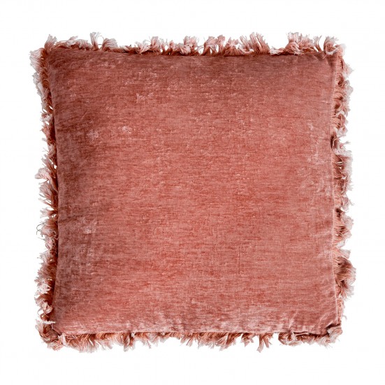 Cojín cuadrada airlia, en color rosa palo, de estilo clásico. Fabricado en terciopelo.