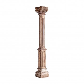 Columna surt dasha, en color tonos en marrón envejecido, de estilo étnico. Fabricado en madera de teka.