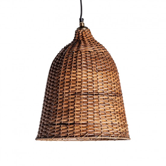 Lámpara de techo, en color natural, de estilo contemporáneo. Fabricado en ratán, combinado con hierro.