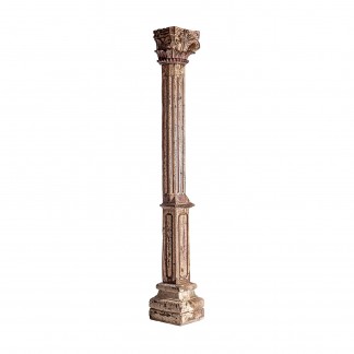 Columna dasha, en color tonos en marrón envejecido, de estilo étnico. Fabricado en madera de teka.