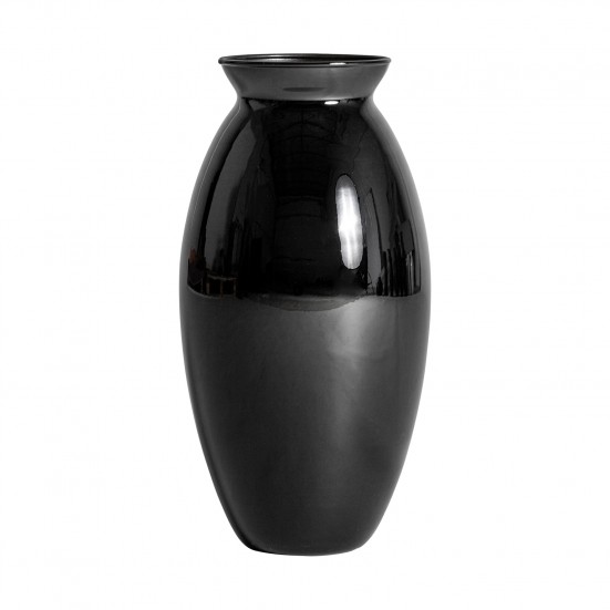 Jarrón donet, en color negro brillo, de estilo art deco. Fabricado en cristal.