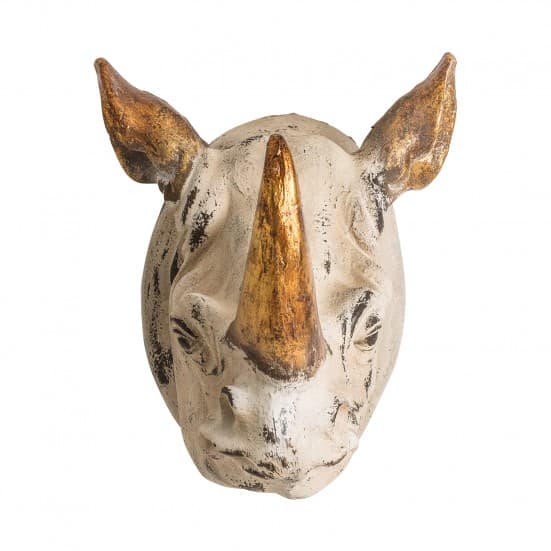 Figura rinoceronte, en color crema