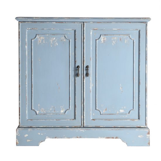Consola osani, en color azul, de estilo provenzal. Fabricado en madera de abeto, combinado con madera dm.
