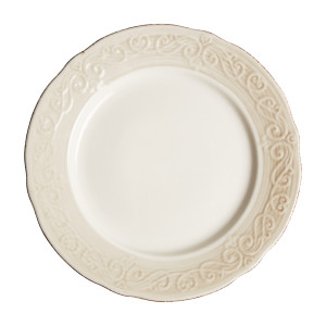 Plato Alka de estilo shabby chic fabricado en cerámica en color blanco.