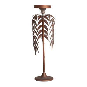 Candelabro redondo palmera lucerna de estilo art deco, fabricado en hierro en color cobre.