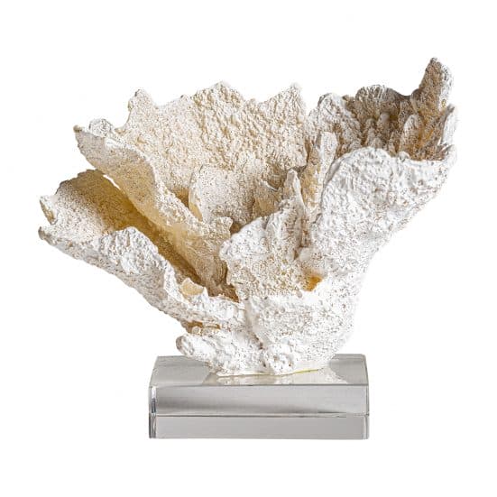 Figura decorativa arrecife, en color blanco, de estilo nórdico. Fabricado en resina, combinado con acrílico.