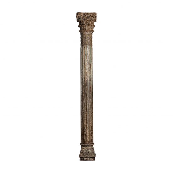 Columna haesel, en color marrón envejecido, de estilo étnico. Fabricado en madera de teka. Producto desmontable.