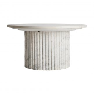 Mesa de centro esches, en color blanco, de estilo art deco. Fabricado en mármol.