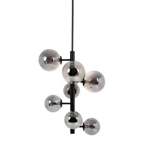 LÁMPARA TECHO NEGRO METAL / CRISTAL 46 X 46 X 149 CM Material: hierro - cristal. Voltaje: 220v Bombillas: 3 x 40W máx (no incluida G9). Diámetro tulipa: 11