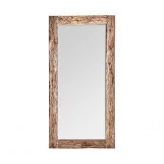 Espejo, en color natural tallado, de estilo contemporáneo. Fabricado en madera durian, combinado con espejo.