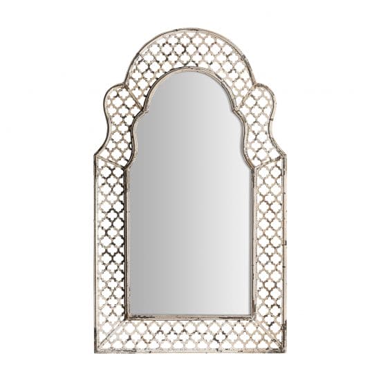 Espejo ytrac, en color gris envejecido, de estilo provenzal. Fabricado en hierro, combinado con espejo y madera dm.