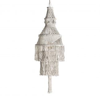 Lámpara de techo, en color blanco, de estilo étnico. Fabricado en algodón.