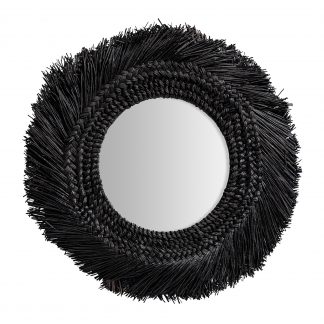 Espejo desouk, en color negro, de estilo contemporáneo. Fabricado en fibra natural.