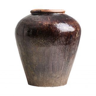 Tinaja lappe, en color chocolate envejecido, de estilo colonial. Fabricado en cerámica.