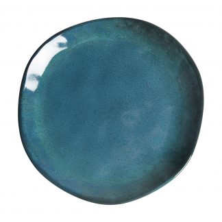 Plato irenka, en color azul, de estilo shabby chic. Fabricado en cerámica.