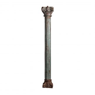 Columna gazit, en color tonos de azul envejecido, de estilo étnico. Fabricado en madera de teka. Producto desmontable.