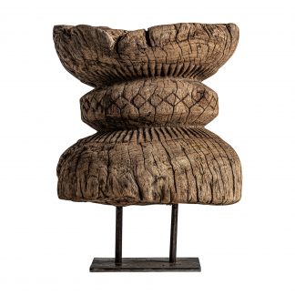 Figura étnica surt mosi, en color natural envejecido, de estilo étnico. Fabricado en madera de okhali.