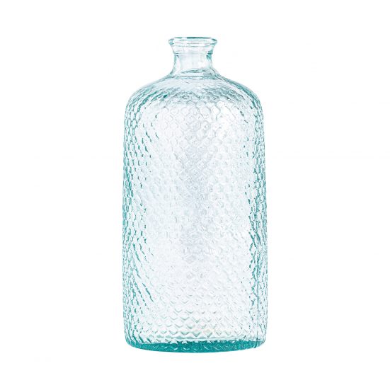 Botellón orgánico kura, en color transparente, de estilo vintage. Fabricado en vidrio.