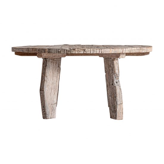 Mesa comedor hassi, en color blanco roto envejecido, de estilo contemporáneo. Fabricado en madera de mango. Producto desmontable.