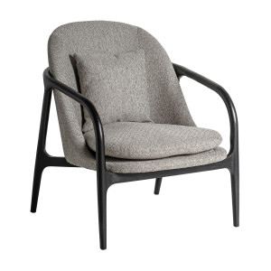 Sillón thalfang de estilo art deco fabricado en poliéster en color gris combinado con madera de arce en color negro. Producto desmontable desenfundable.