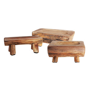 Bowl Akviran de estilo étnico, fabricado en madera de mahogany en color marrón con acabado envejecido.