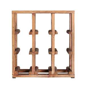 Botellero cuadrado akviran de estilo étnico, fabricado en madera de mahogany en color marrón con acabado envejecido.