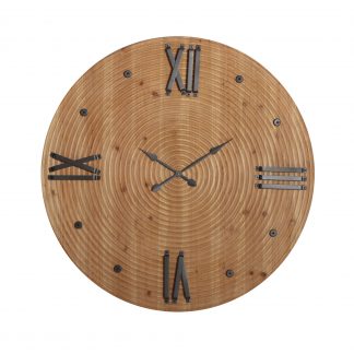 Reloj kempten, en color marrón, de estilo vintage. Fabricado en madera tropical, combinado con hierro.