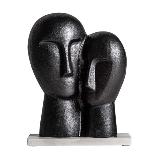 Figura decorativa davet, en color negro, de estilo contemporáneo. Fabricado en aluminio, combinado con mármol.