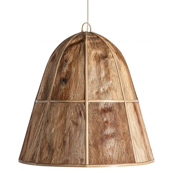 Lámpara de techo, en color marrón, de estilo boho. Fabricado en madera de coco.