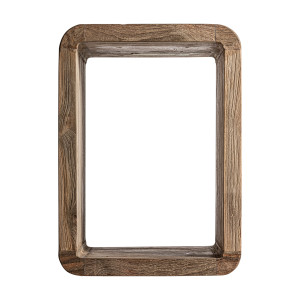 Mesa auxiliar corba de estilo colonial fabricado en madera de teka reciclada en color marrón con acabado natural.