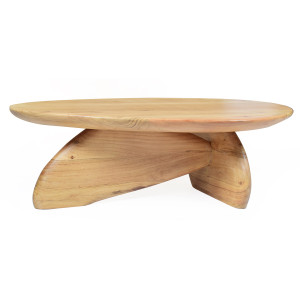 Mesa de centro redonda wighill de estilo contemporáneo, fabricado en madera de acacia en color marrón claro.