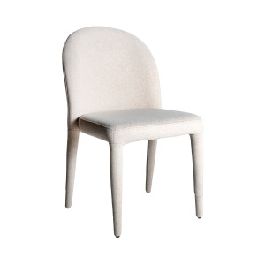 Silla dizier de estilo art deco, fabricado en poliéster en color blanco roto, combinado con acero inoxidable.