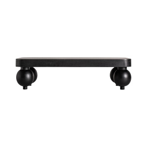 Mesa de centro zeniva de estilo contemporáneo fabricado en madera de mango en color negro combinado con acero. Producto desmontable.