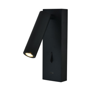 TARIFA III * APLIQUE LECTOR LED 3W 3000K NEGRO TYPE-C CARGADOR