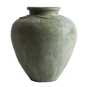 Tinaja Llitia de estilo contemporáneo, fabricado en terracota en color verde.