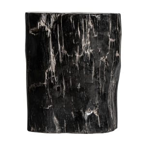 Mesa auxiliar Telti de estilo étnico, fabricado en madera petrificada en color marrón con acabado envejecido.