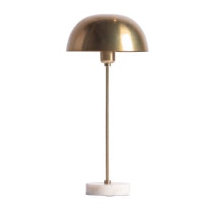 Lámpara de sobremesa Malsh de estilo art deco, fabricado en hierro en color blanco, combinado con mármol en color oro.