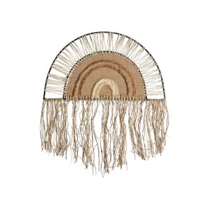 Panel decorativo Whil de estilo vintage, fabricado en yute en color beige, combinado con fibra natural y hierro.