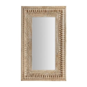 Espejo Vouxell de estilo étnico, fabricado en madera de mango en color marrón, combinado con espejo.