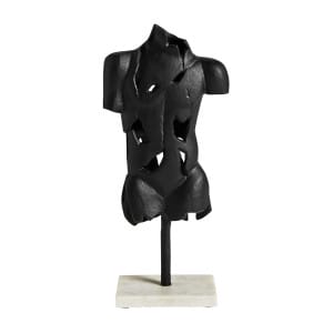 Busto Messier de estilo contemporáneo, fabricado en aluminio en color negro, combinado con mármol en color blanco.