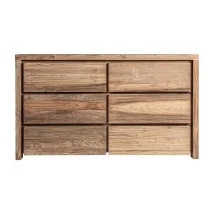 Cómoda lux de estilo colonial, fabricado en madera de teka reciclada en color marrón.